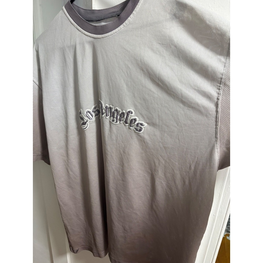 Starter Los Angeles Ombre Mesh‎ Jersey T-Shirt Grey Mauve Streetwear Mens